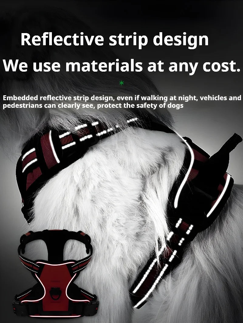 Pet dog chest back anti impact reflective vest style chest back large medium cat dog chest back traction rope set dog harness