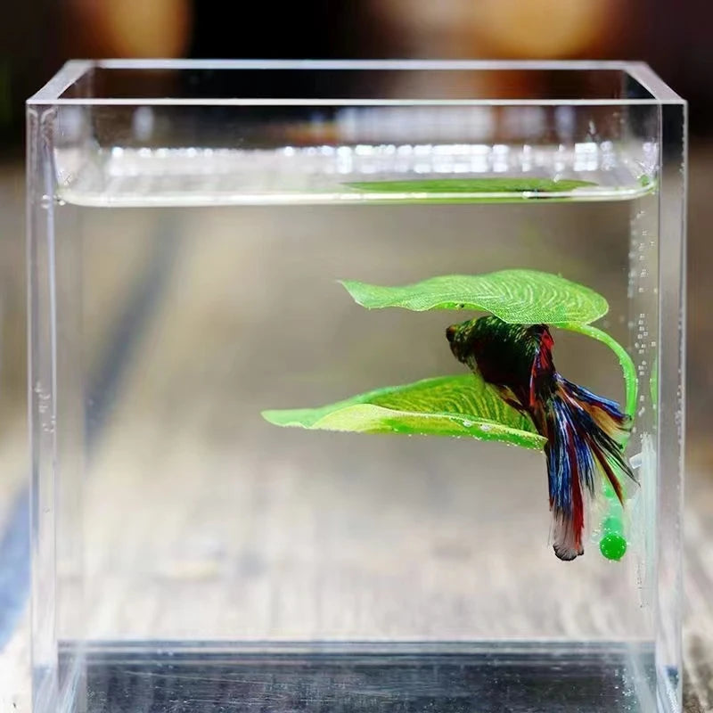 1Pc Artificial Aquarium Leaf Plants Decoration Betta Fish Rest Spawning Ornamental Plant Betta Fish Play Relax Hide Leaf Hammock