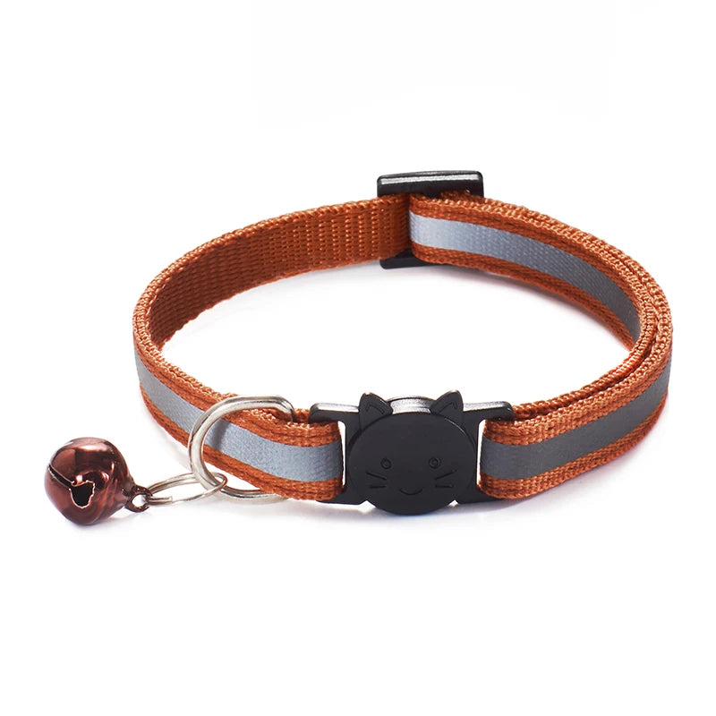Cost-Effective Adjustable Snap-On Cat Collar With Bells Reflective Sturdy Nylon Collar For Kittens Cat Pet Supplies Cat Necklace