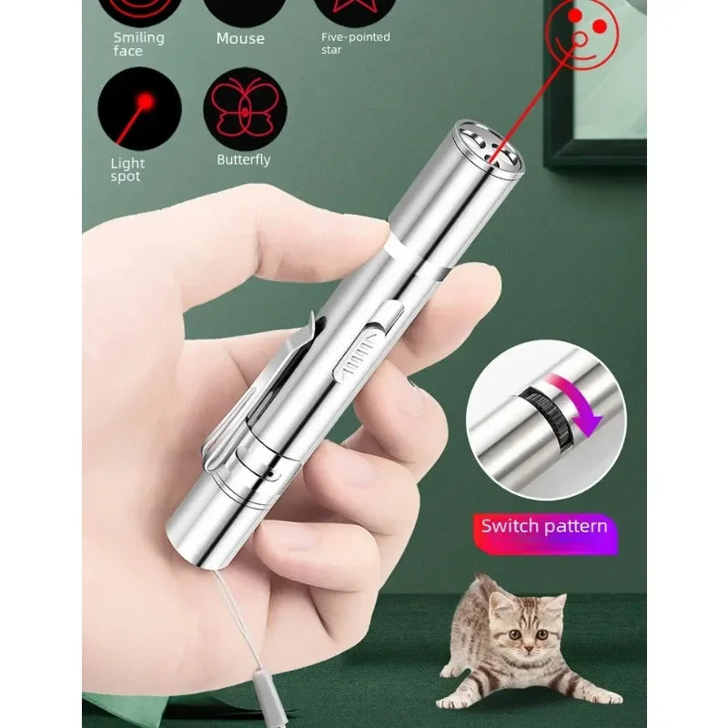 Multi Functional Upgrade USB Direct Charging Infrared Cat Toy Laser Pattern Projection Interactive Cat Stick Pet Toy Supplies