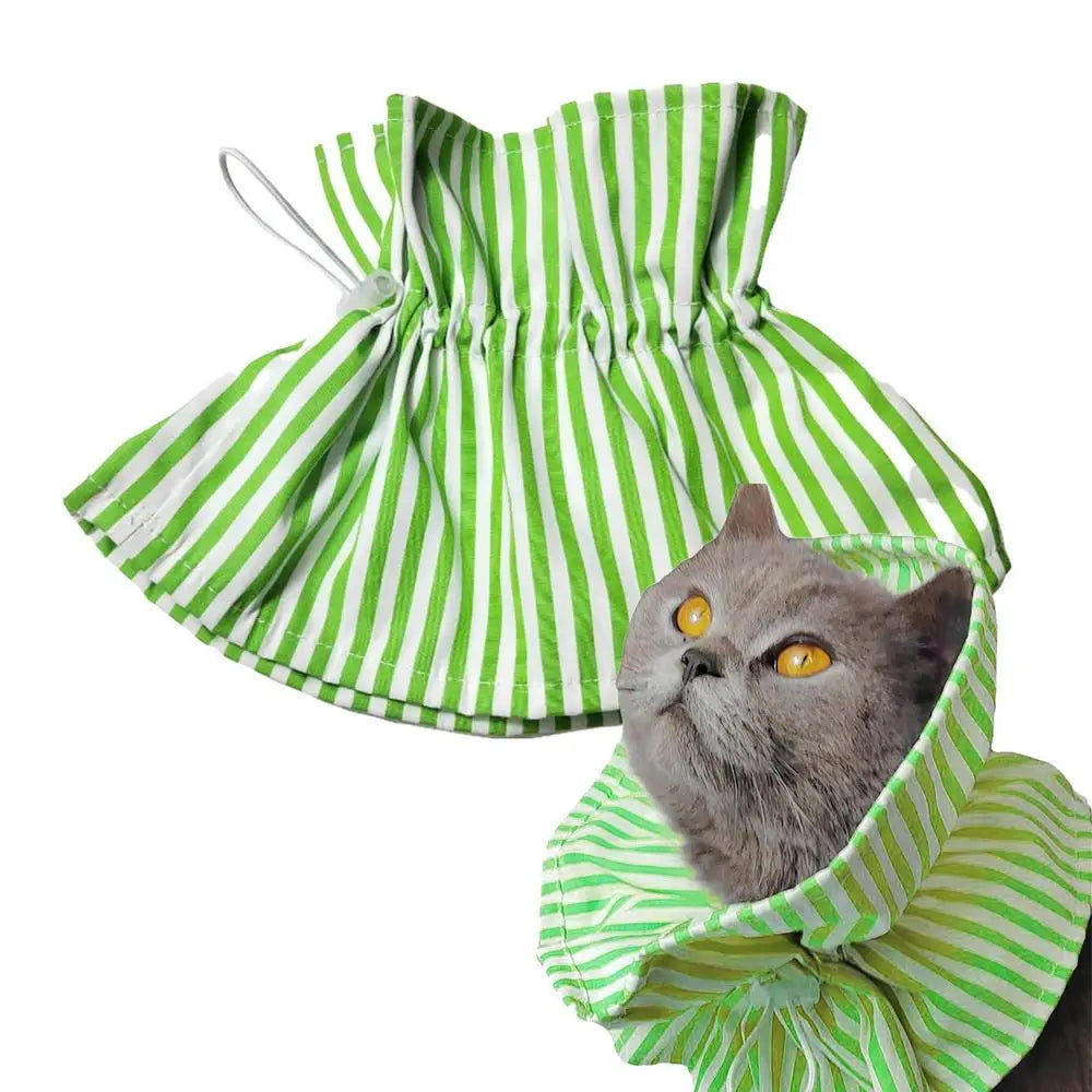 Cat Elizabethan Collar Polyester Elizabethan Collar For Recovery Drawstring Design Comfortable Pet Supplies Adjustable