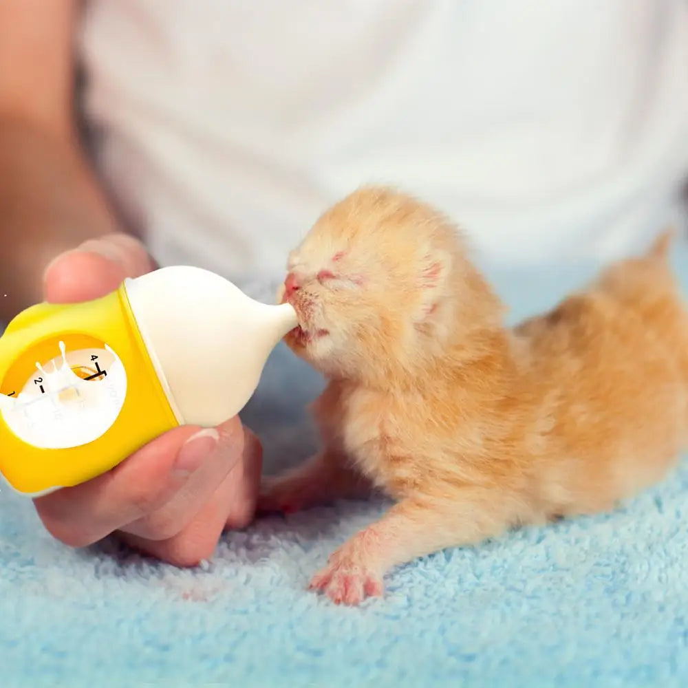 Pet Nursing Bottle Nursing Kitten Feeder Anti-Choking Silicone Feeding Nipple Small Animals Feeder with Visual Scale for Guinea