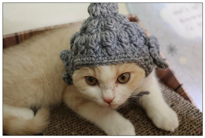 Winter Cosplay Buddha Pet Dog Hat Ginger Ear Protective Head Wear for Small Puppy New Year Lace Up Yorkshire Cat Accessories