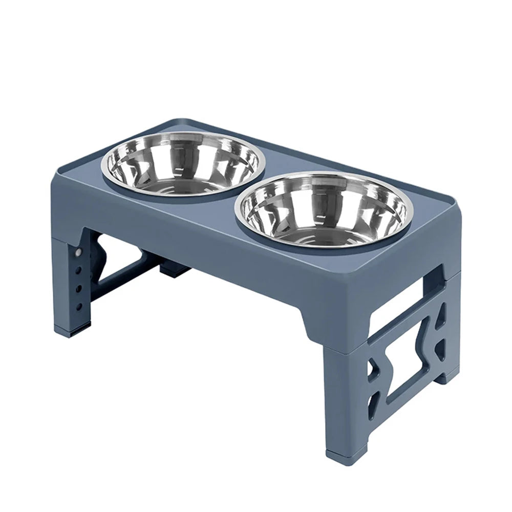 Elevated Dog Feeder Dogs Bowls Adjustable Raised Stand with Double Stainless Steel Food Water Bowls for Small Medium Large Dogs
