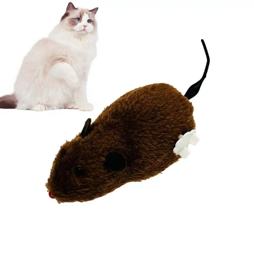 Cat Mice Toys Wind up Indoor Cat Plush Mouse Hunting Toy Plush Mice Pet Toys Clockwork Mouse Running Toy Realistic Mouse