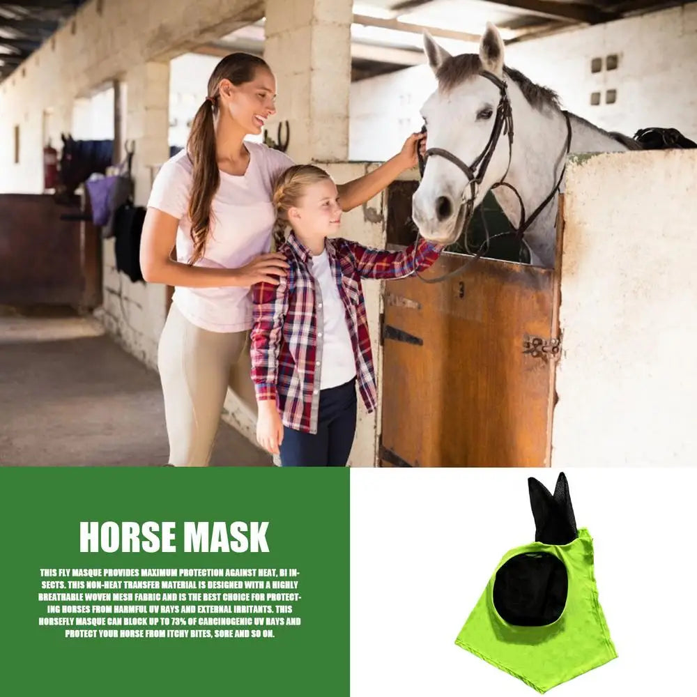 Fly Covers for Horses Fine Mesh UV Blocking Elastic Cover with Ears Machine Washable Equestrian Supplies for Outdoors