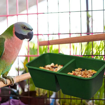 Bird Feeder For Cage 2 In 1 Parrot Cage Food And Water Bowl Double Groove Bird Food Bowl For Cage For Hold Food Water Universal