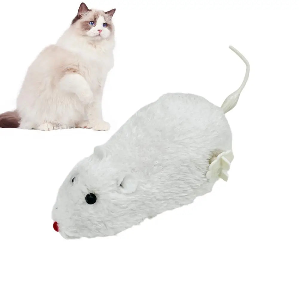 Cat Mice Toys Wind up Indoor Cat Plush Mouse Hunting Toy Plush Mice Pet Toys Clockwork Mouse Running Toy Realistic Mouse