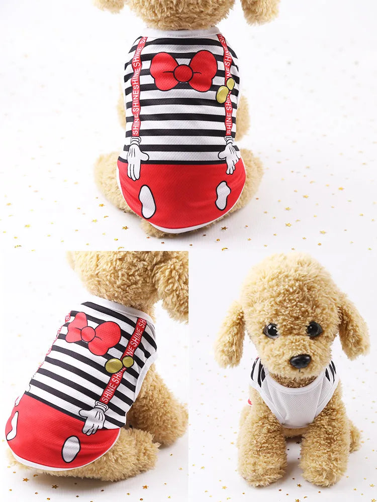 Wholesale Small Pet Dog Clothes Vest Down Jacket Cartoon Cute Chihuahua Tshirt Puppy Yorkshire Terrier Puppy Bulldog Ropa Perro