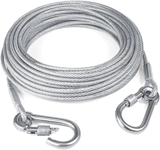 Dog Tie Out Cable Long Steel Wire Dog Leash,Heavy Duty & Durable Dog Chain for Yard,Dog Leads for Large Dogs Up to 150 Lbs