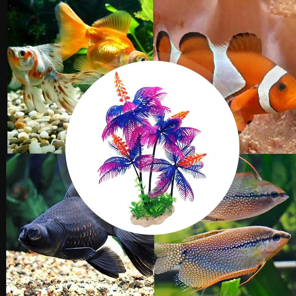 Aquarium Tree Fish Tank Plants & Decor Coconut Tree Design Toys Fish Tabletop Ornament For Household Home Aquarium Fish Tank