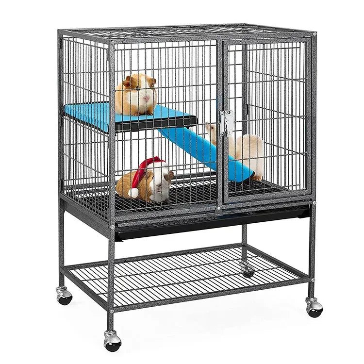 Rolling 3-Tier Small Metal Animal Cage With Tray For Ferret Kitten Cats Chinchilla Adult Rats