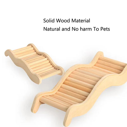 Smooth Hamster Hideaway Wooden Hamster House with Climbing Ladder Small Pet Castle Arch Bridge for Dwarf Mice Gerbils Small Pets