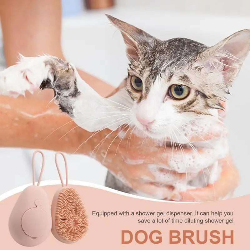 Dog Bath Scrubber Silicone Pet Shower Brush With Shampoo Dispenser Small Large Pet Hair Brush For Long Short Haired Cats Dogs