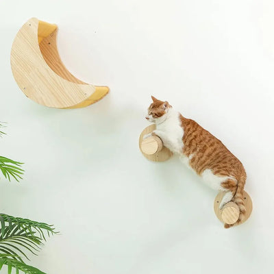 Cat Tree Cat Mounted Climbing Wall with Cat Hammock and Cat Climbing Ladder Cat Shelf Sisal nest for Kitten Playing and Rest