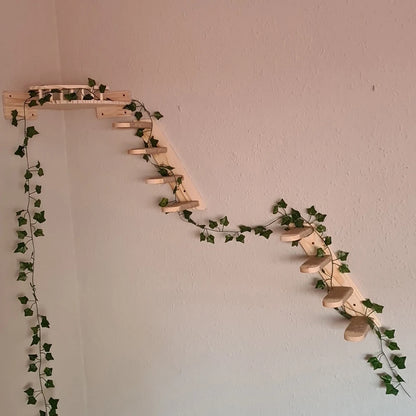 1 Piece Wall Mounted Furniture Shelf Cat Climbing Stairway and Hammock with Sisal Scratching Post for Perch and Sleeping