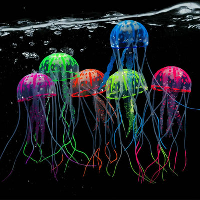 Colorful Artificial Glowing Effect Silicone Vivid Jellyfish Fish Tank Aquarium Decor Submarine Ornament Decoration Aquatic Pet