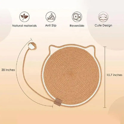 Braided Rope Cat Scratching Pad + Sleeping Pad 2in1 Natural Cotton Rope Material Handmade Comfortable Cat Toy Sturdy and