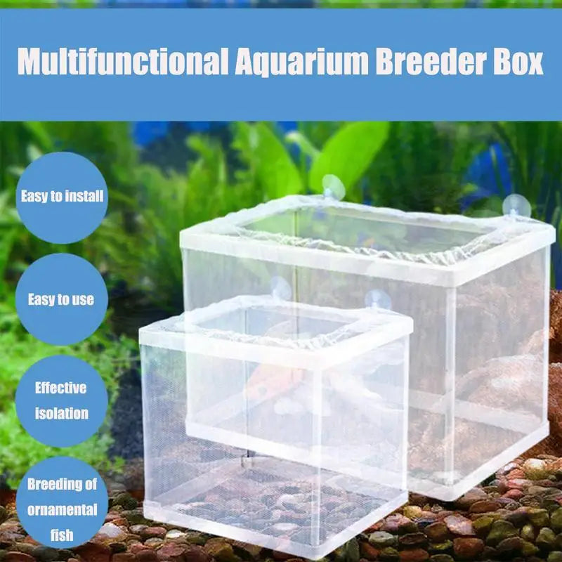 Fish Breeder Box with Suction, Aquarium Hatcher, Mesh Box, Juvenile Fish Separation Net, Tank Incubator Box, Fry Hatchery, DIY