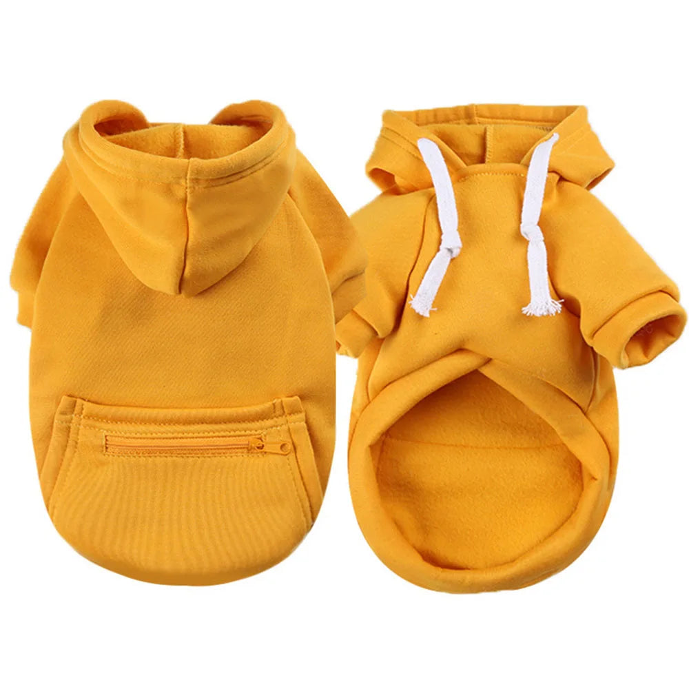 Warm Dog Clothes for Large Dogs Winter Pet Fleece Coat Sport Sweatshirt Hoodies with Snacks Pocket Gold Retriever Husky Apparel
