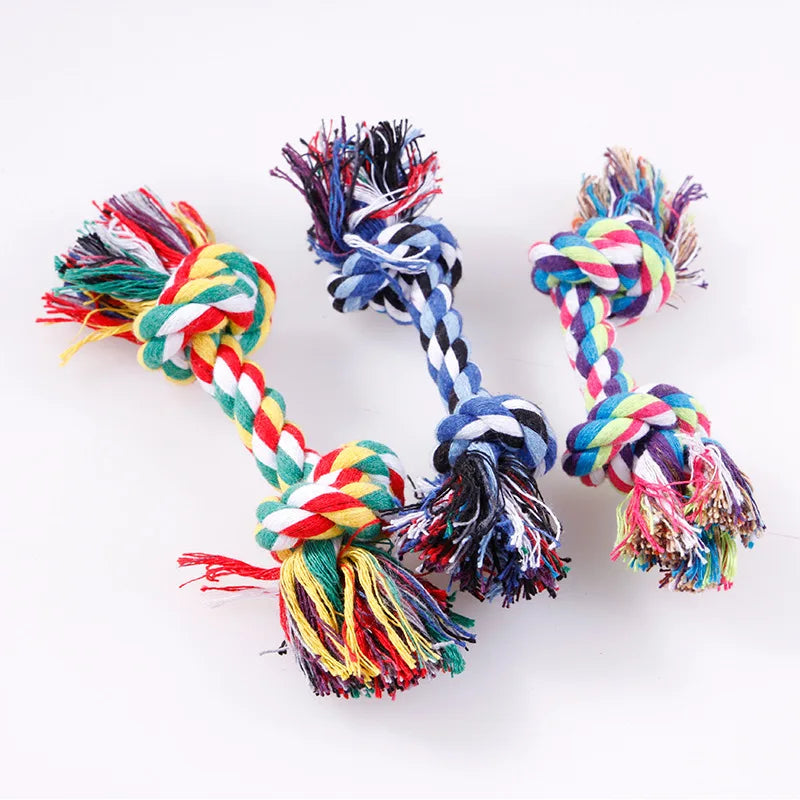 Pet dog cotton rope toys teeth cleaning teeth grinding resistant to bite rope knot toy rope double section cotton rope teething