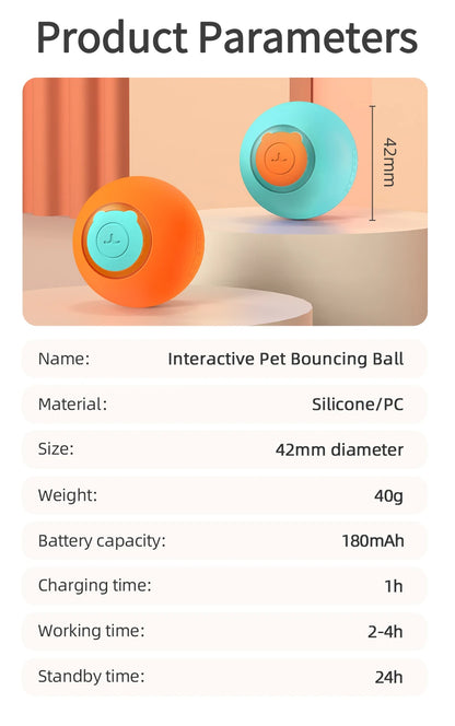 ROJECO Smart Cat Toys Interactive Cat Bouncing Ball Automatic Rolling Ball Training 360° Auto-Rotating Electric Toy For Dog Pet