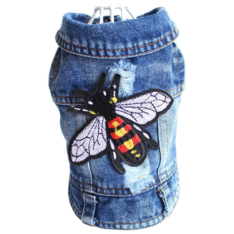 Spring Autumn Apparel Dog Jeans Jacket for Small Medium Dogs Cool Blue Pet Denim Hooded Coat Puppy Clothes Outfits