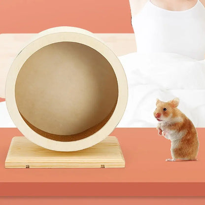 Hamster Running Wheel Golden Bear Mute Wooden Belt Bracket With Cork Pad Roller Sports Golden Bear Landscaping Pet Supplies
