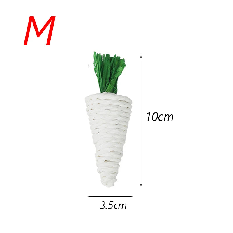 Natural Paper Rope Rabbit Puzzle Toy Grass Weaving Radish Carrot Shape Pet Accessories Guinea Pig Chinchillas Small Animals Toys