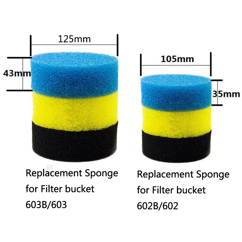 Biochemical Aquarium Cotton Sponge For Filter Bucket 602/603 Fish Tank Filtration Foam Blue Spongs Aquarium Accessories 3Pcs