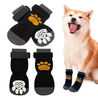 Pet shoe cover indoor warm anti-slip pet socks dog soft comfortable magic sticker adjustable fit Wear-Resistant Dog Shoes