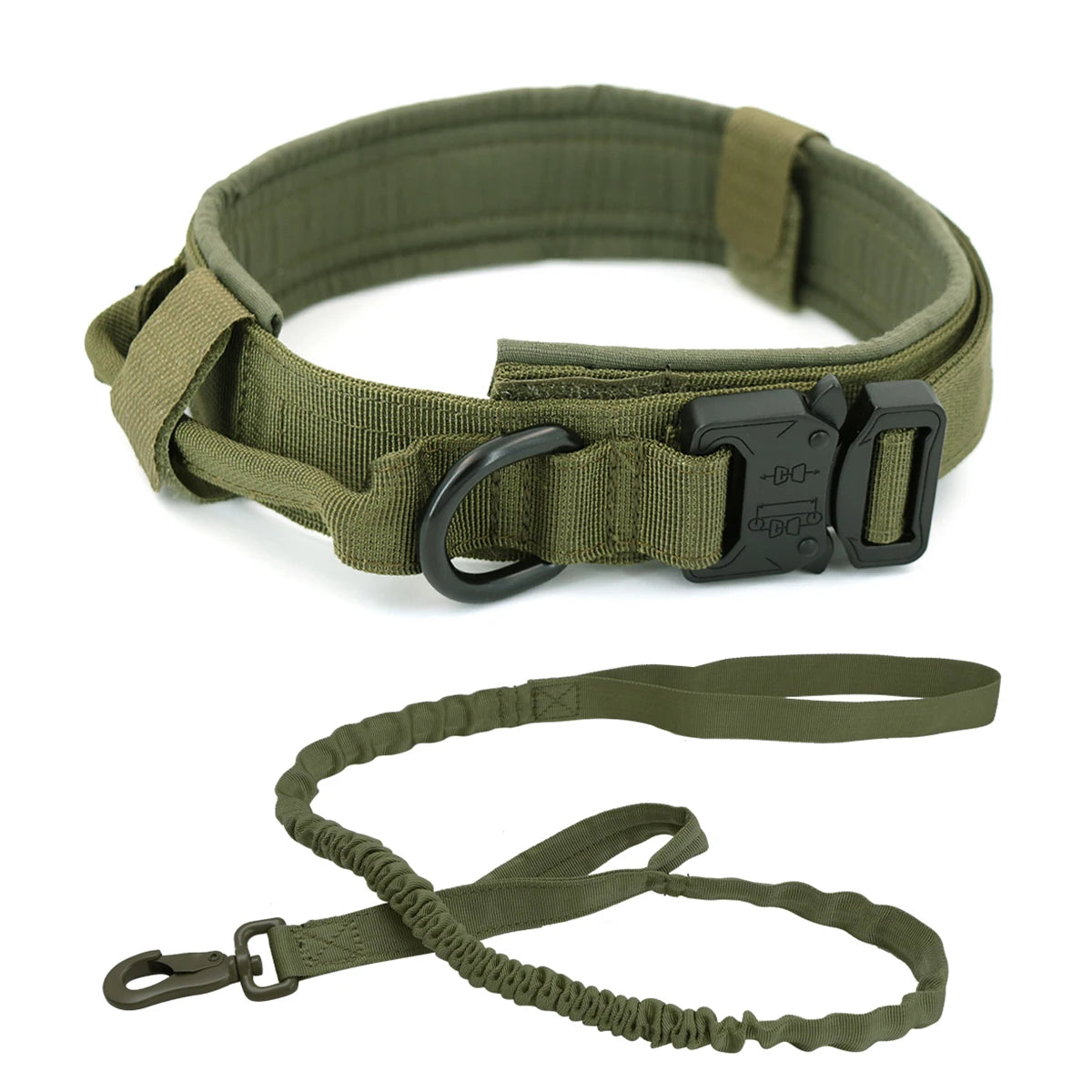 Durable Tactical Dog Collar Military Bungee Leash Set Nylon Walking Training Pet Collar for Medium Large Dogs German Shepard