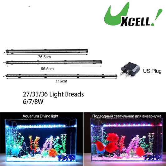 UXCELL 76.5-116CM Aquarium LED Light Full Spectrum Fish Tank 27-36 Light Beads Decor Colorful Lighting Lamp Plant Grow Tools