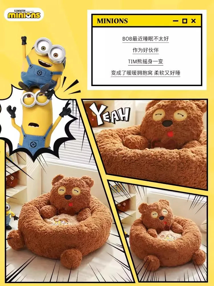 Minions joint series TIM bear pet litter cat litter winter warm kennel small dog teddy pet supplies