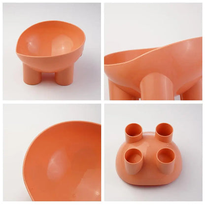 Pet Supplies Macaron Color Elephant Leg Bowl Neck Protection Oblique Mouth Cat Bowl Anti-tip Plastic Pet Bowl High-legged Cat Bo