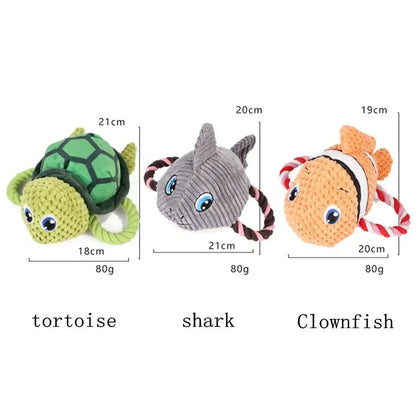 Dog Chew Toys Pet Puppy Squeaky Toy Cute Shark Toys Stuffed Squeaking Animals Plush Tortoise Training Chewing Toys Pet Supplies