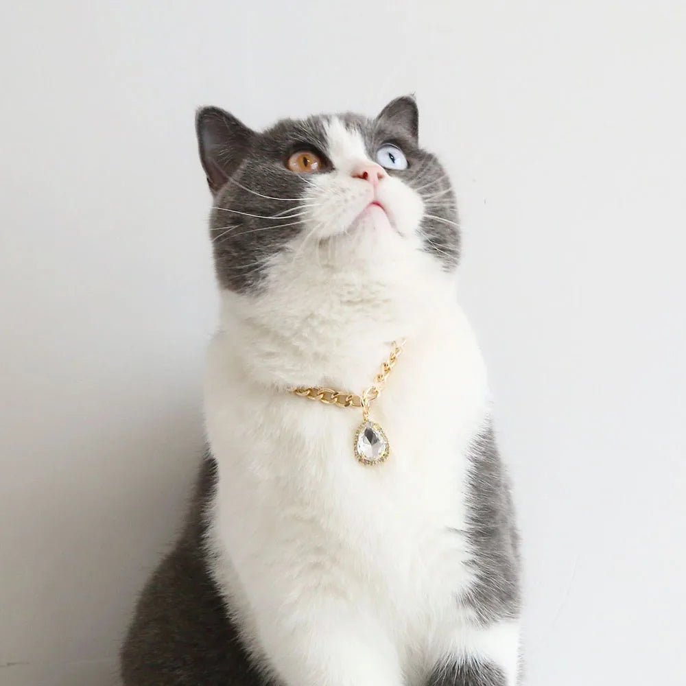 Cat Collar Dog Princess Love Cat Necklace Handmade Birthday Party Necklace Cat Accessories Pet Puppy Crystal Diamond Pendant