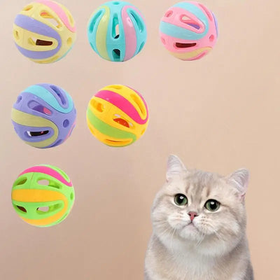 Cat Jingle Balls Cat Pounce Jinggle Ball Large Hollow Cat Rattle Ball Interactive Kitten Chasing Toys Kitten Pets Supplies