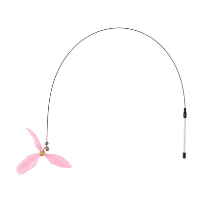Uxcell Handheld Cat Teaser with Bell Fluffy Plume Teasing Sticks Flexible Fishing Rod Toy Indoor Scratching Pet Supplies