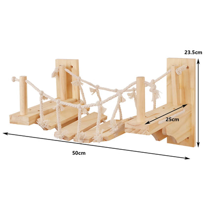 Cat Bridge Cat Tree Wall Furniture, Wooden Structure, Rope Net Design, Suitable for Kitten to Play and Exercise Climbing Wall