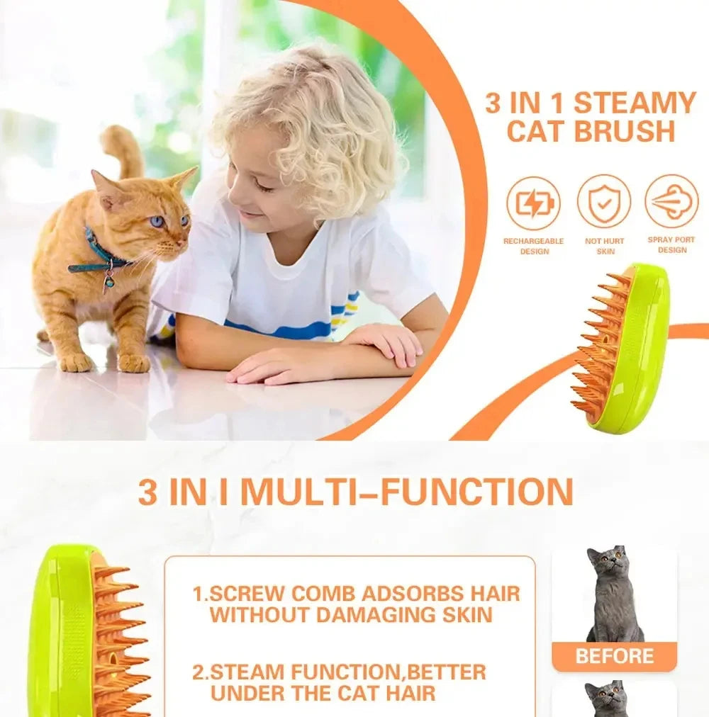 Cat Brush Steamy Dog Brush Electric Spray Cat Hair Brushes Pet Grooming Comb Hair Removal Massage Pet Accessories
