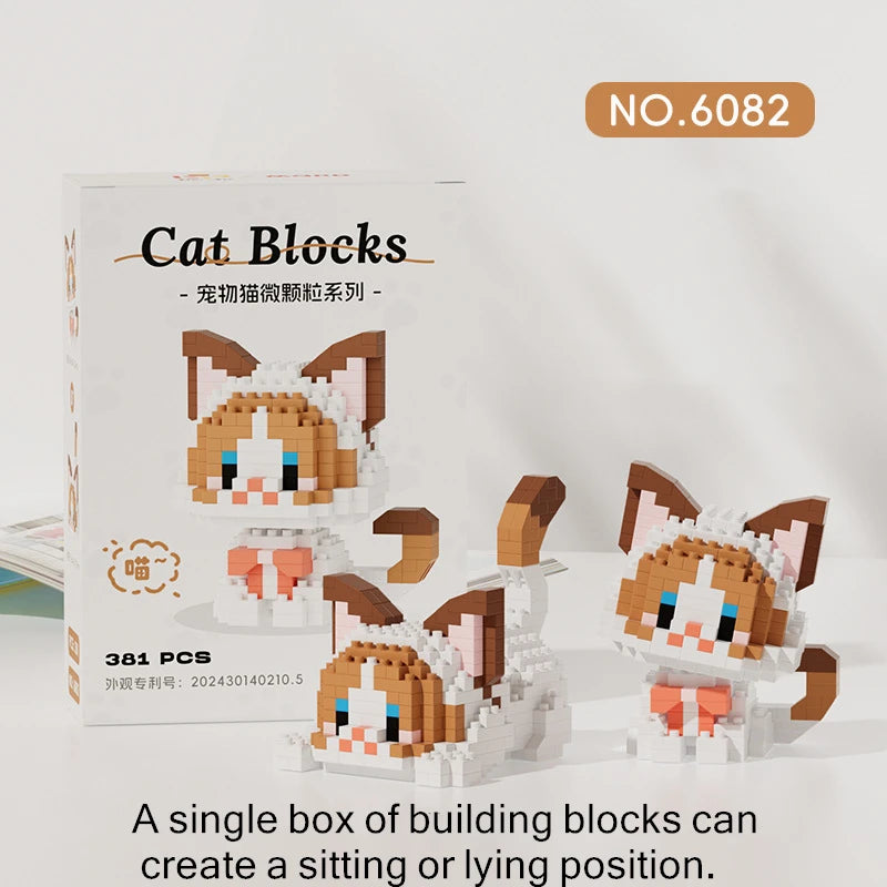 Cute Cat Meow Series Tiny Particle Orange Cat Building Blocks Ragdoll Silver Gradient Cow Building Block Toy