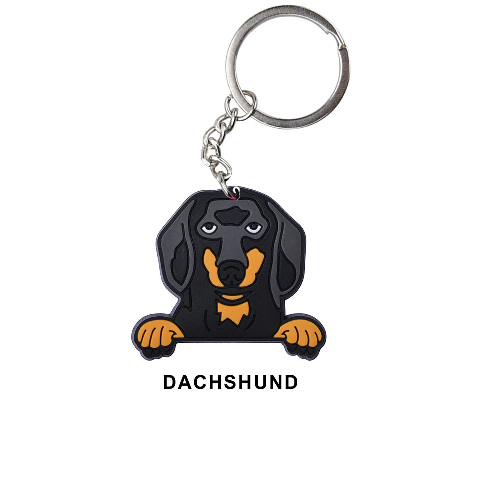 Cartoon Cool Dogs Keychains Bulldog English Springerspaniel Keyrings Maltese Greyhound Key Chains Husky Keeshond Key Rings Gifts