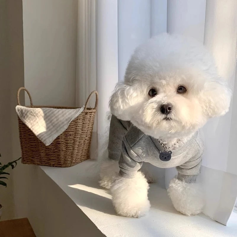 Solid Thick Fleece Winter Clothes for Small Medium Dogs Unisex Teddy Yorkshire Pet Overalls Four Legs Warm Cats Sweatshirts