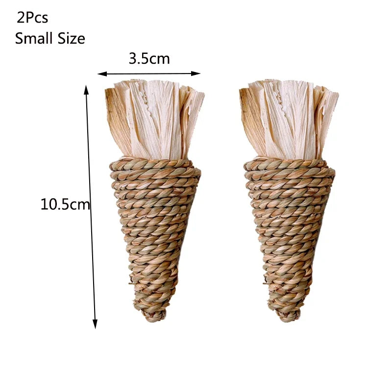 Natural Straw Rope Carrot Hamster Molar Chew toy Small Pets Toys For Hamster Rabbit Grinding Products Gnaw Toy Supplies New
