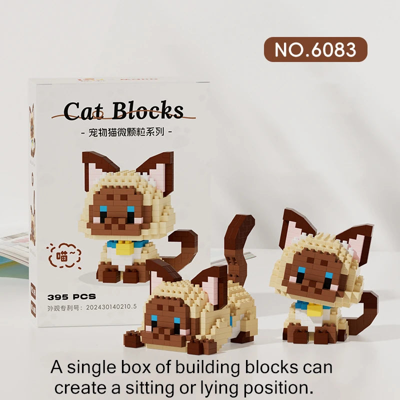 Cute Cat Meow Series Tiny Particle Orange Cat Building Blocks Ragdoll Silver Gradient Cow Building Block Toy