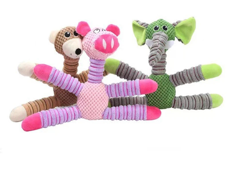 Pet Squeak Dog Toys Currency Bite Resistant Cartoon Animal Design Relieve Boredom Molar Interactive Toys Plush
