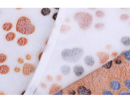 Pet Blanket Dog Puppy Blanket Paw Print Fleece Blanket for Small Medium Large Pet Dog Cat Warm Soft Sleep Mat Doggy Bed Blanket