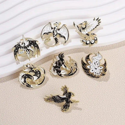 7Pcs Gothic Punk Bird Enamel Pins Custom Animal Cartoon Brooches Jewelry Clothes Accessoris Shirt Collar Lapel Badge Pin for Fri