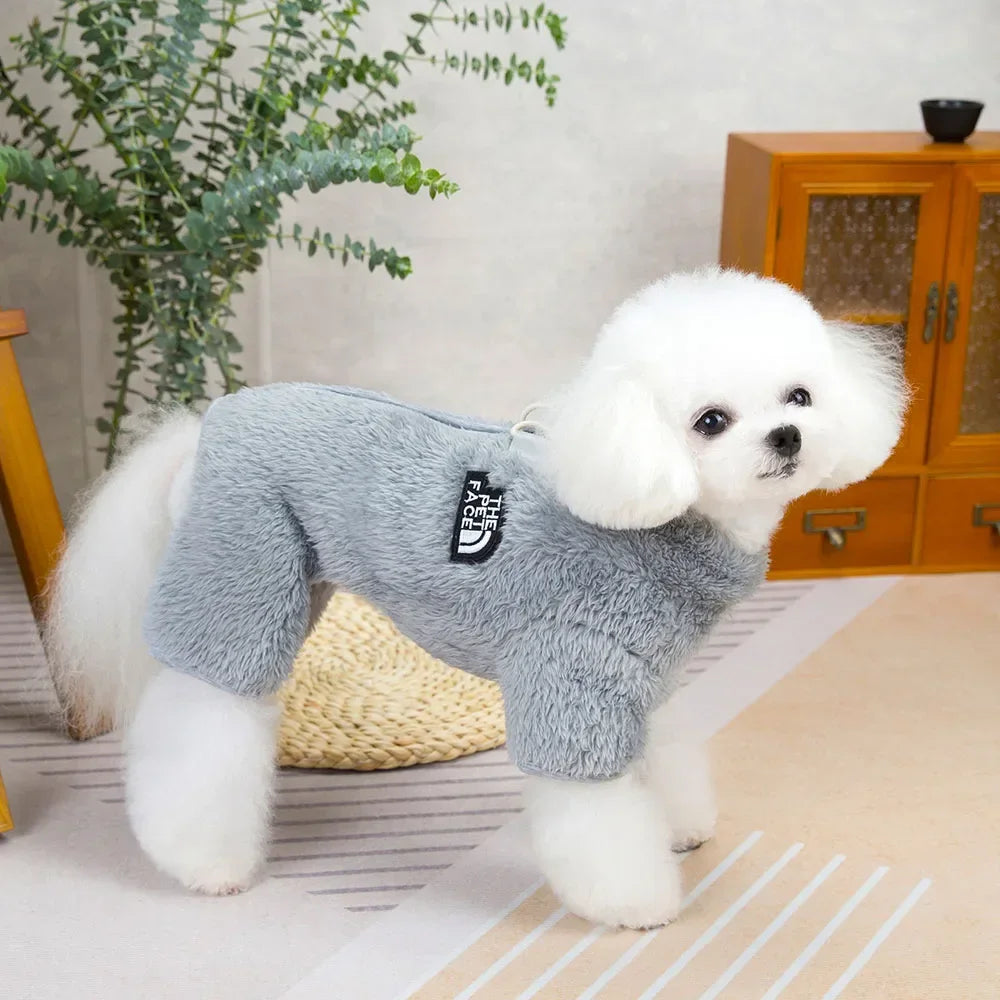 Dog Fuzzy Velvet Pajamas Dog Winter Clothes Soft Warm Coat Jumpsuit with Zipper for Small Dogs Boy Girl Pet Cat Doggy Apparel